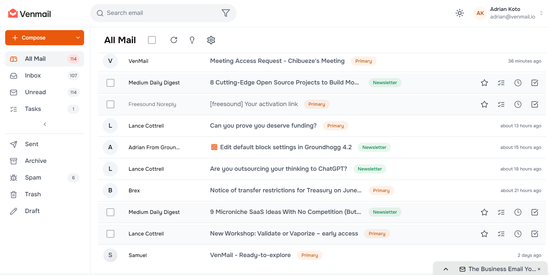 Email Dashboard Preview